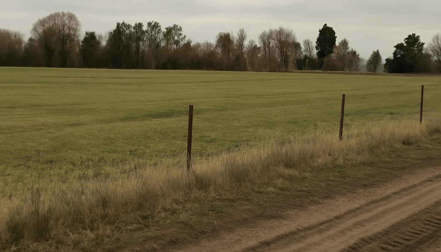 Survey instrument beside a rural fence corner