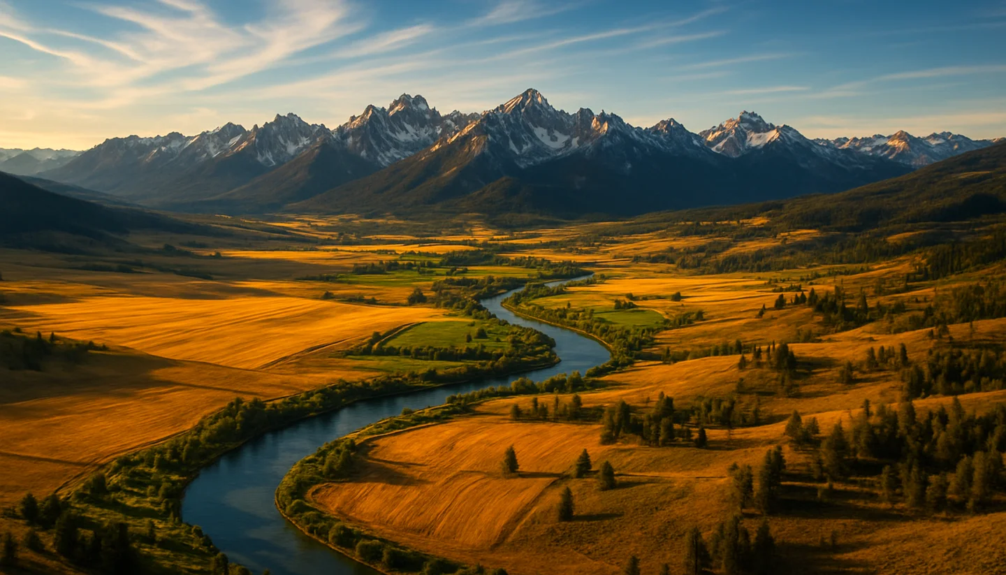 Photorealistic Idaho land setting