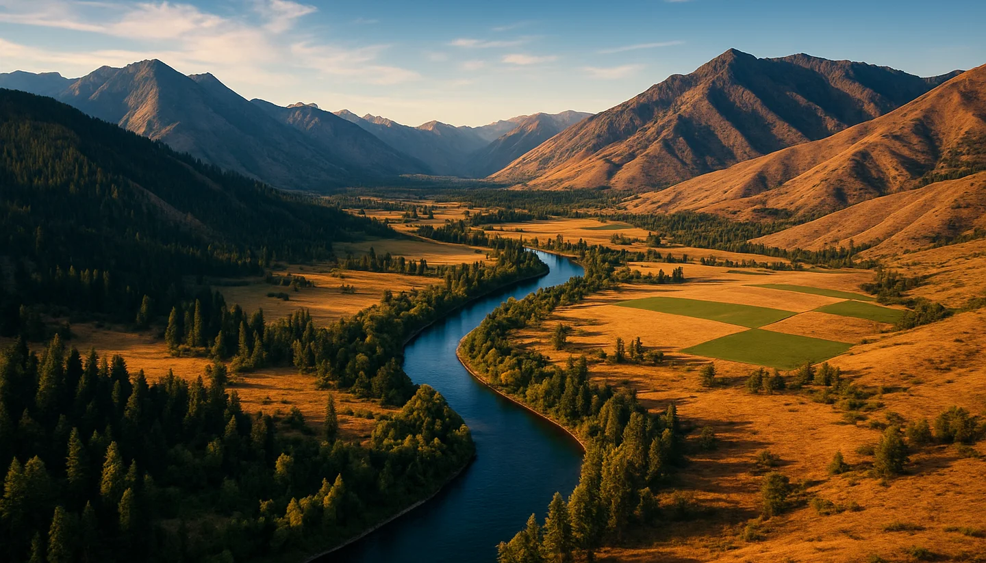 Photorealistic Idaho land setting