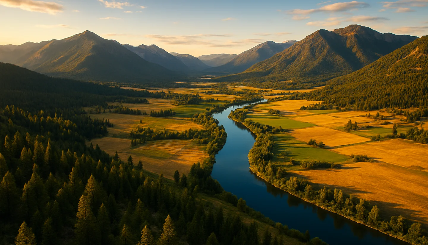 Photorealistic Idaho land setting