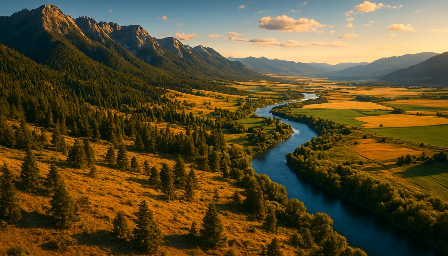 Photorealistic Idaho land setting