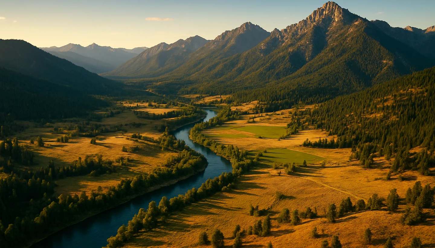 Photorealistic Idaho land setting